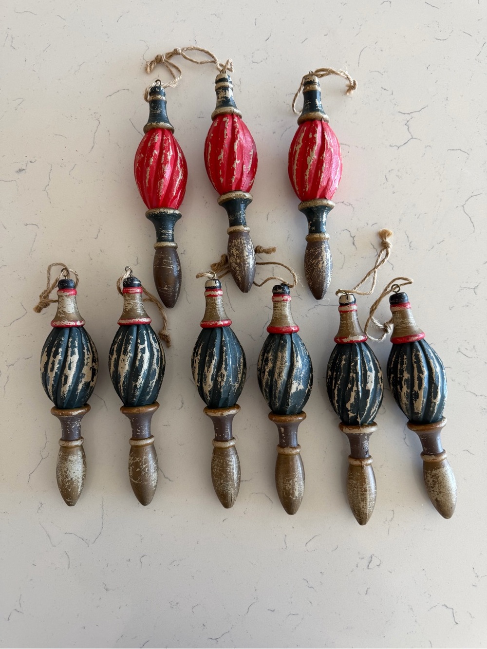 Vintage-Style Red and Black Holiday Ornament Set - Home Holiday